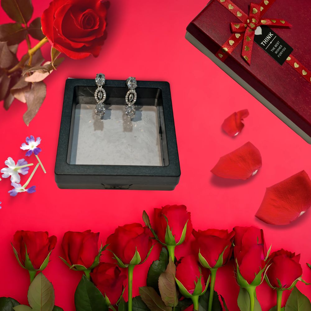 Silver-Plated American Diamond Studded Jewelry Set