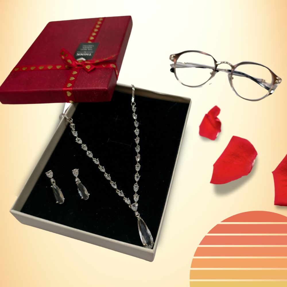 Special Rhodium-Plated CZ Studded Jewellry Set