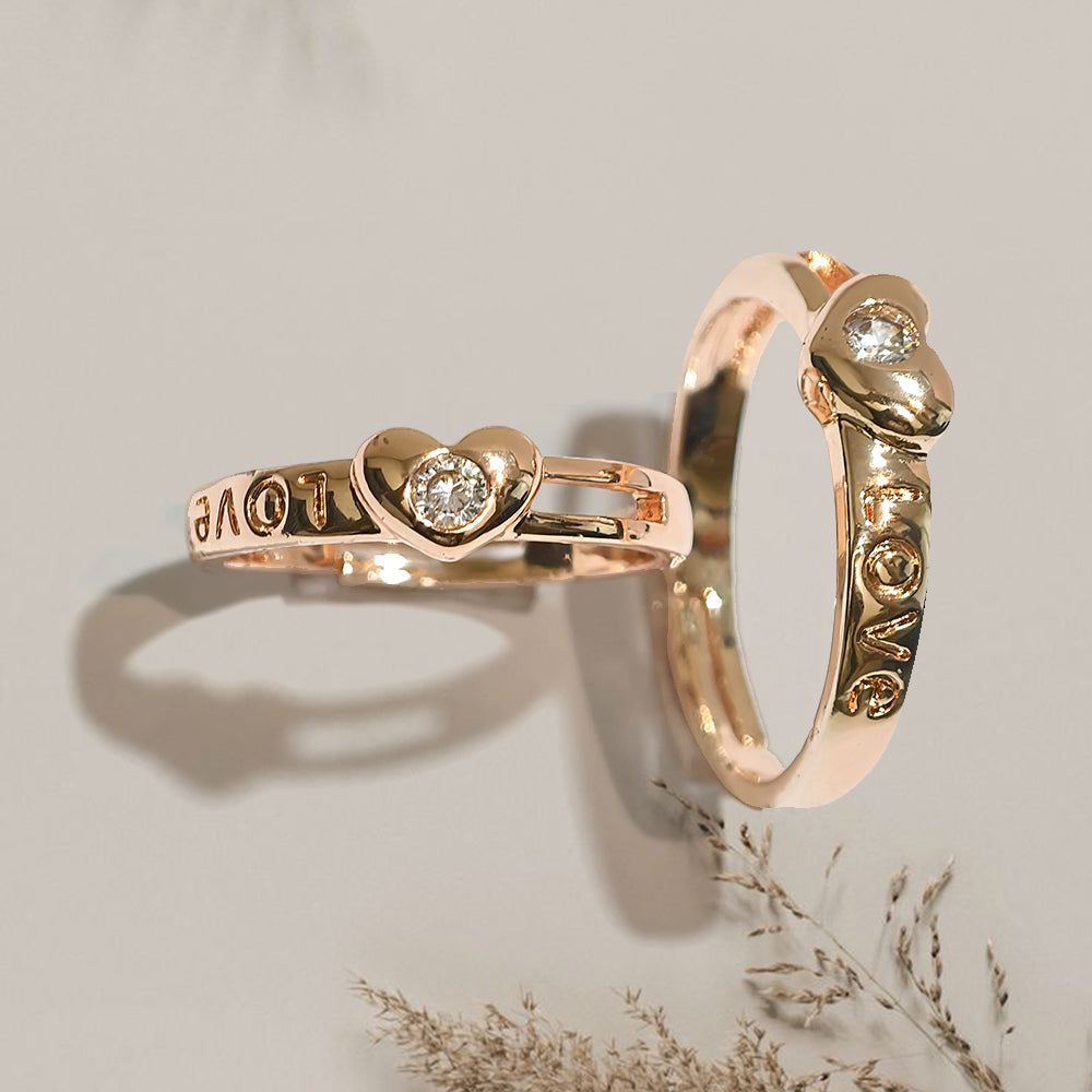 Special Rose Gold Plated Solitaire Couple Ring Set