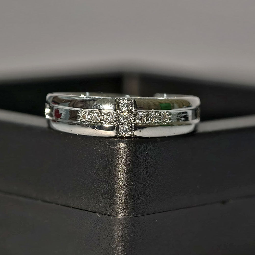 Special Valentines Crown King Queen Silver Plated Cubic Zirconia Ring