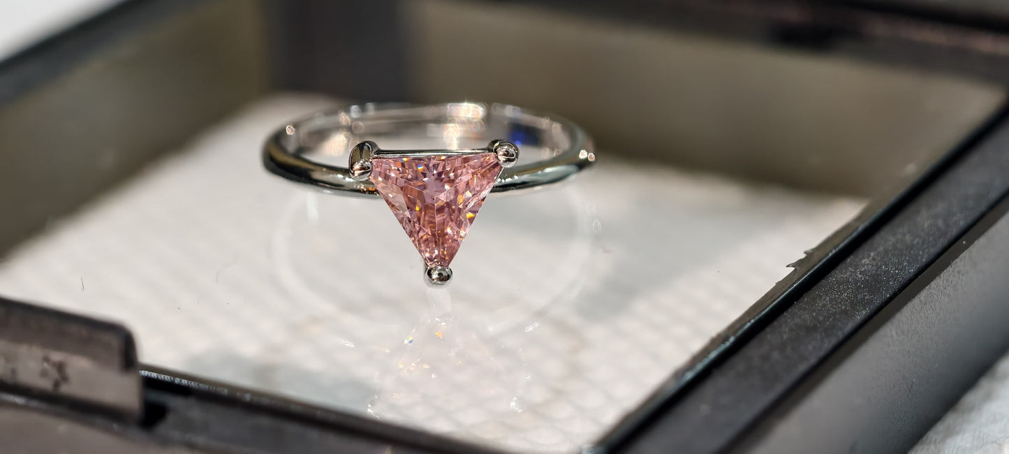 Special pink Color Ring Triangle Shape (American Diamond)