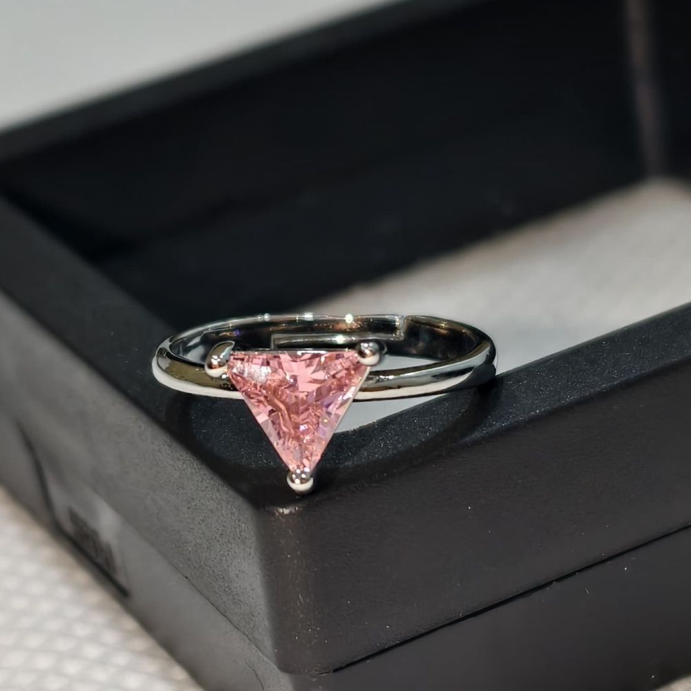 Special pink Color Ring Triangle Shape (American Diamond)