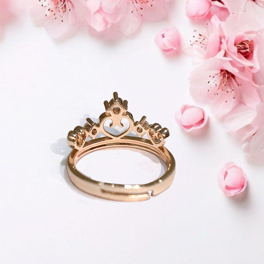 Elegant Rose Gold His & Hers Crown Couple Rings