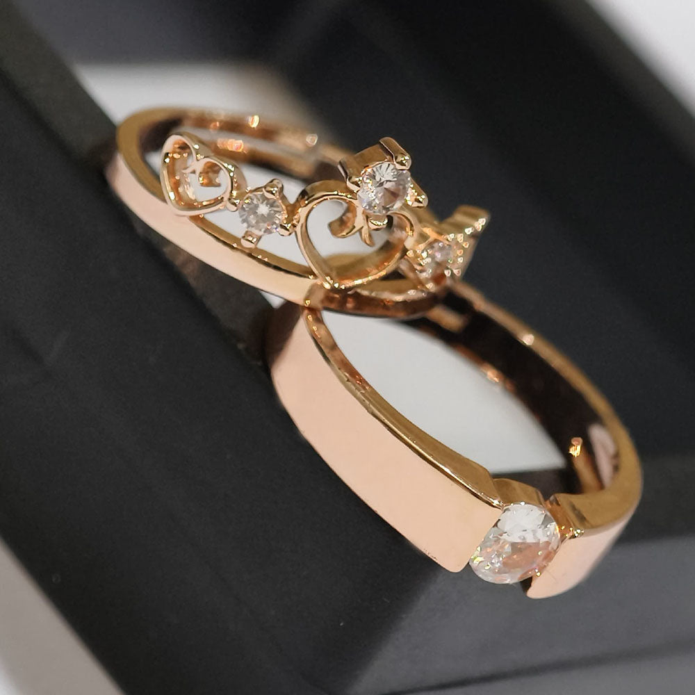 Elegant Rose Gold His & Hers Crown Couple Rings