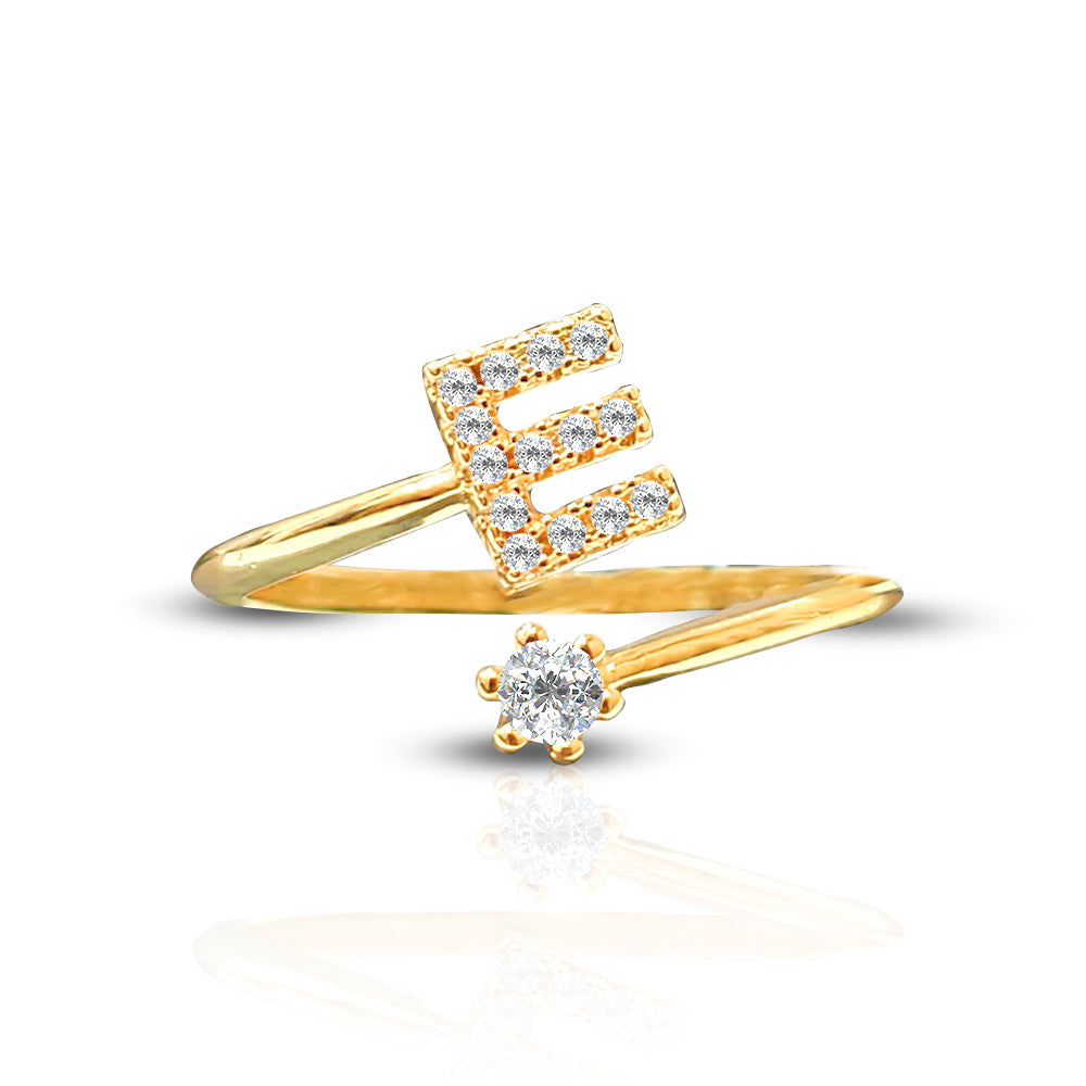 Special Women Zircon Adjustable Ring (E) Letter