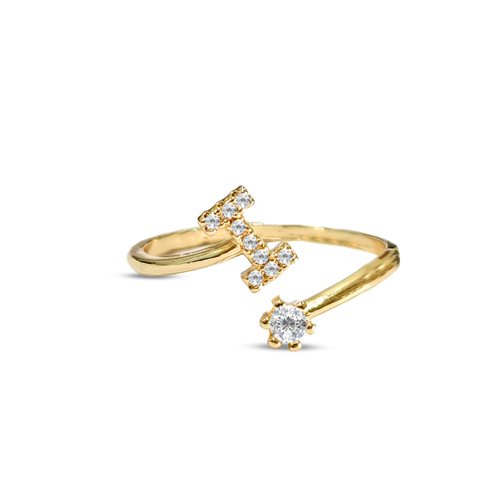 Special Women Zircon Adjustable Ring (I) Letter