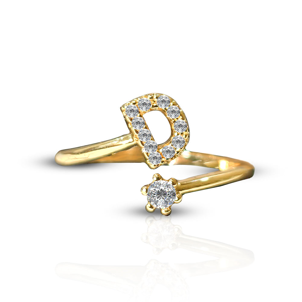 Special Women Zircon Adjustable Ring (D) Letter