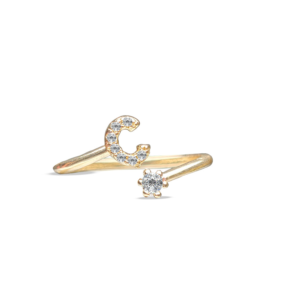Special Women Zircon Adjustable Ring (C) Letter