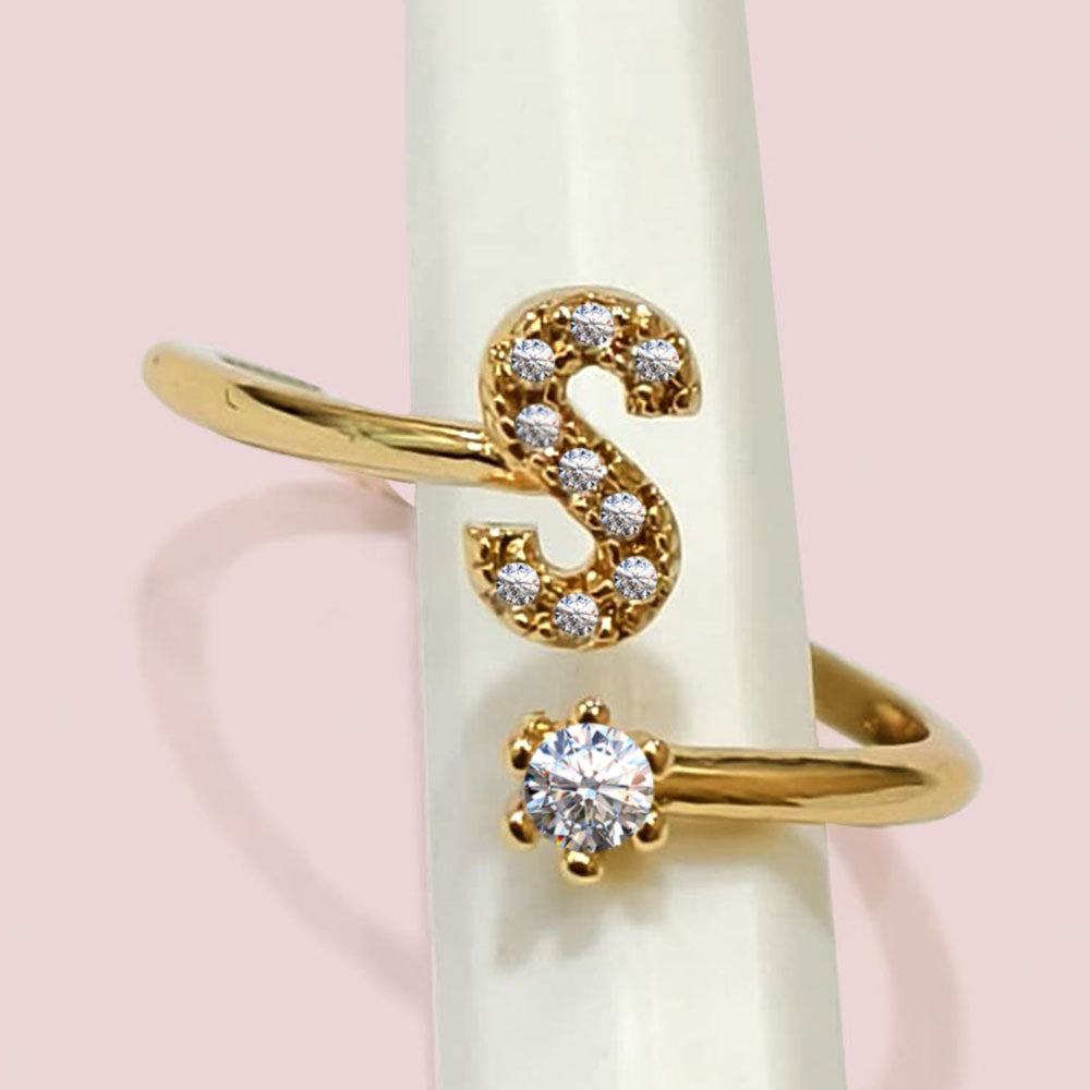 Special Women Zircon Adjustable Ring (S) Letter