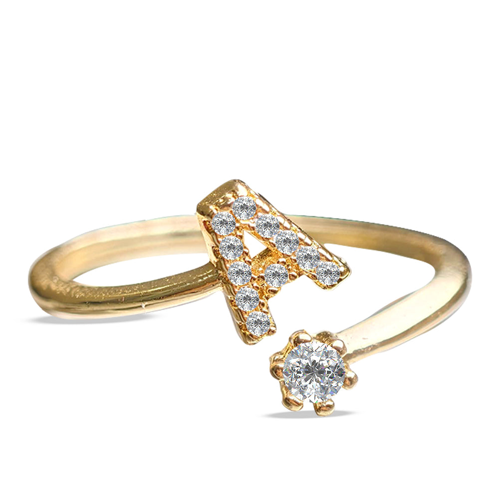 Special Women Zircon Adjustable Ring (A) Letter