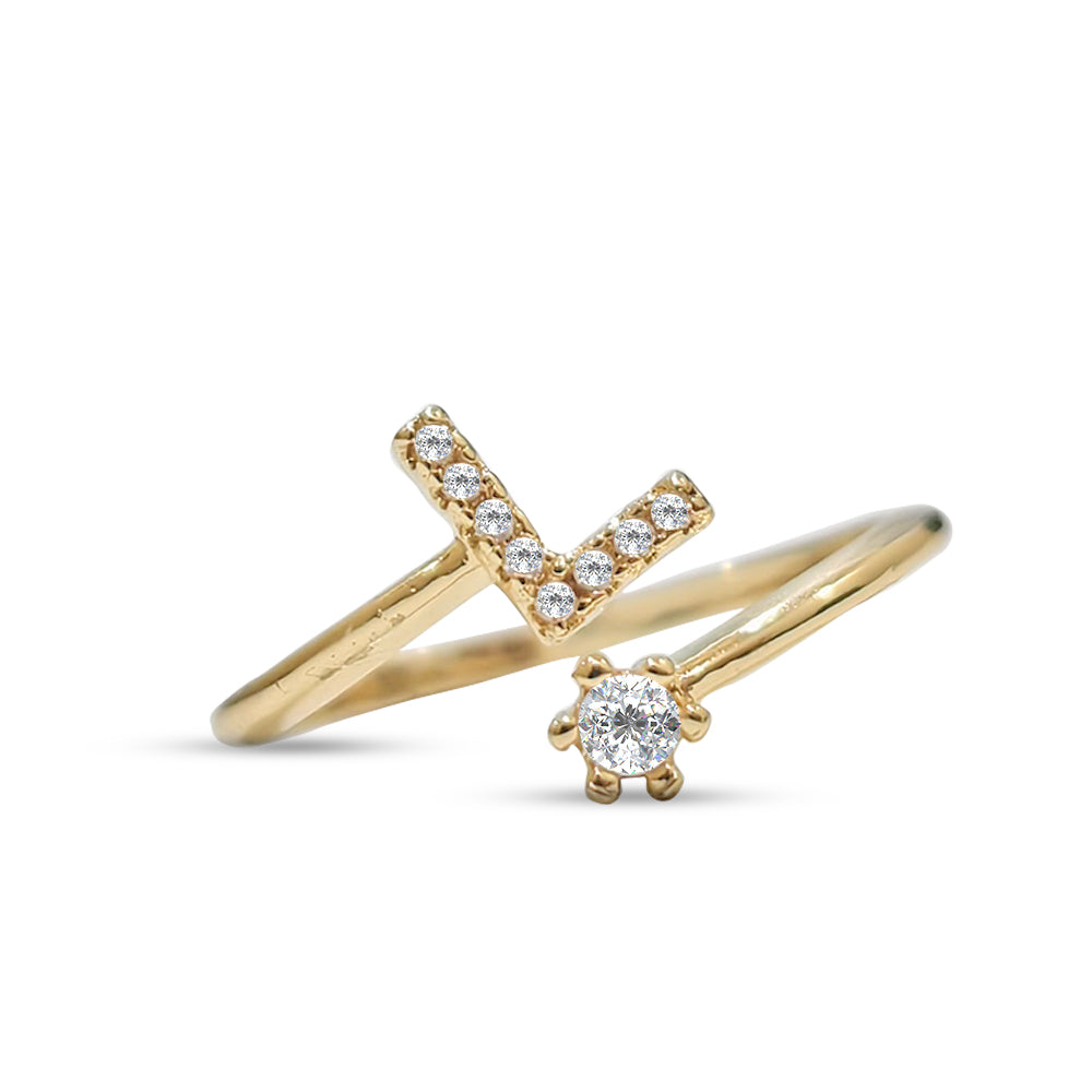 Special Women Zircon Adjustable Ring (L) Letter