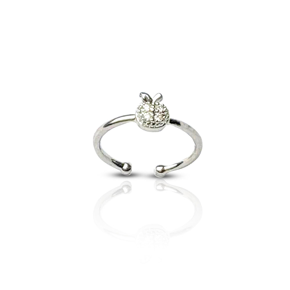 Sparkling Apple Charm Adjustable Ring