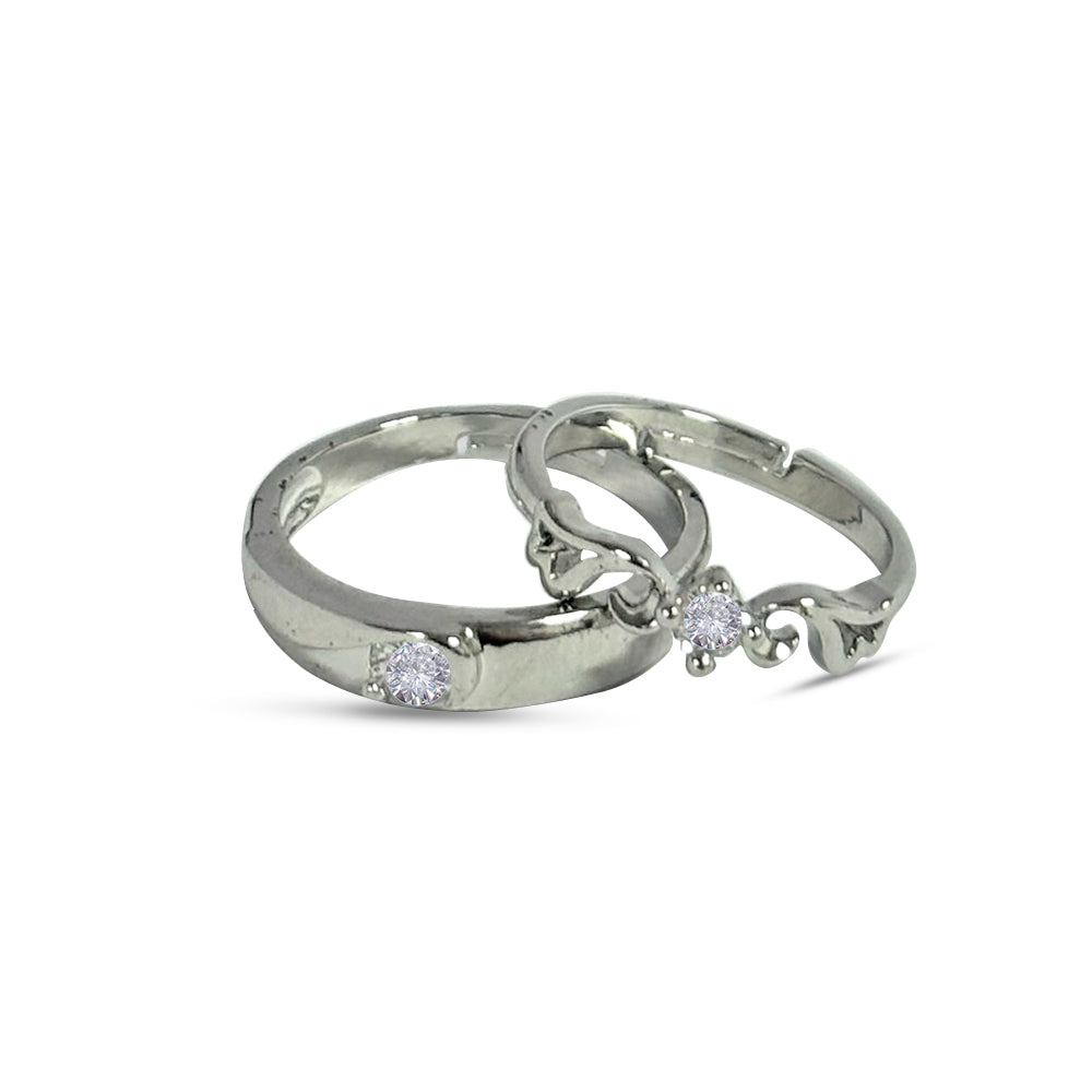 Special Adjustable Couple Rings Set for lovers Silver Plated