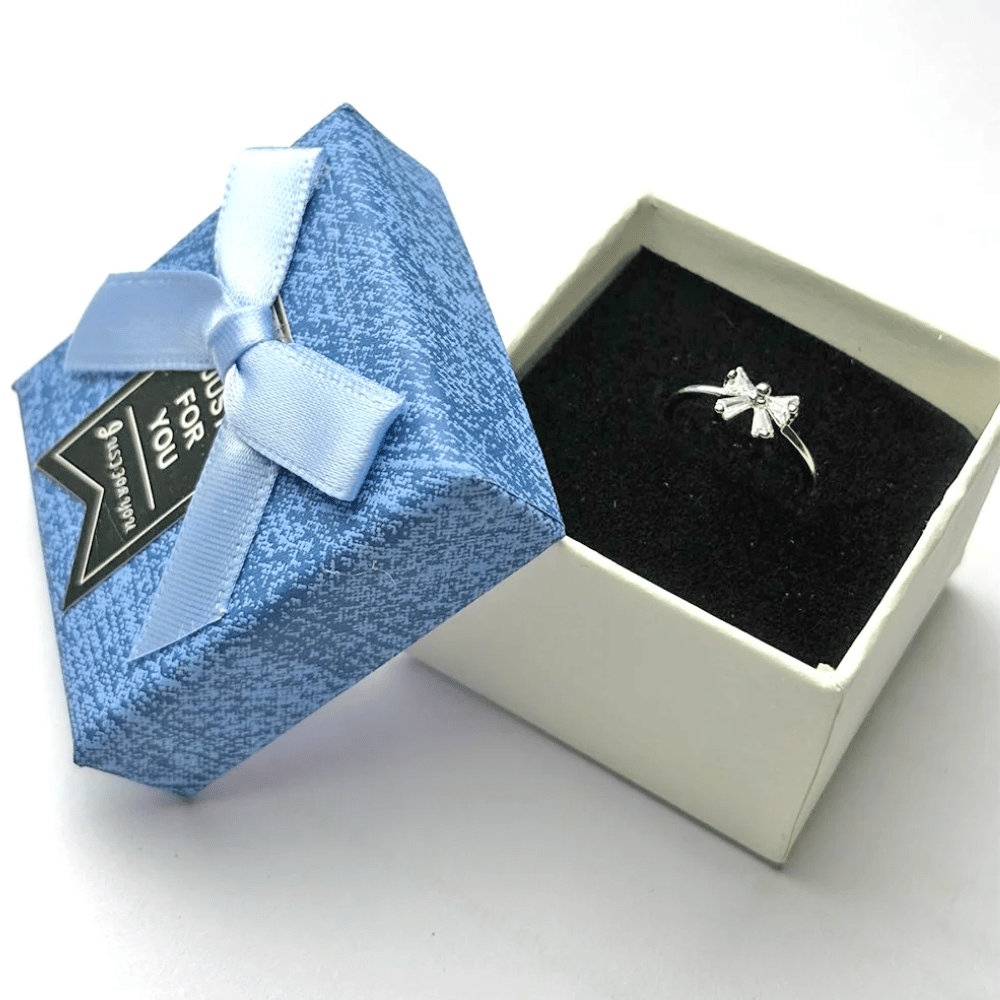 Sparkling Bow Adjustable Ring