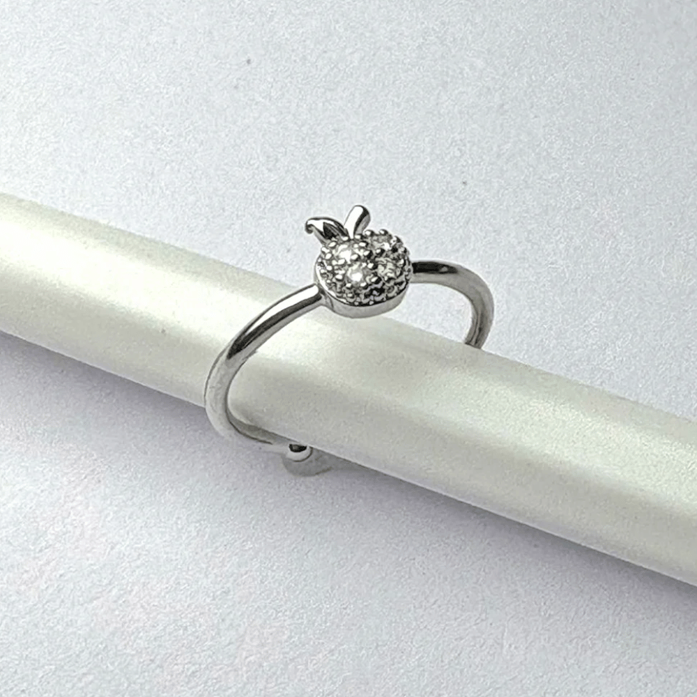 Sparkling Apple Charm Adjustable Ring