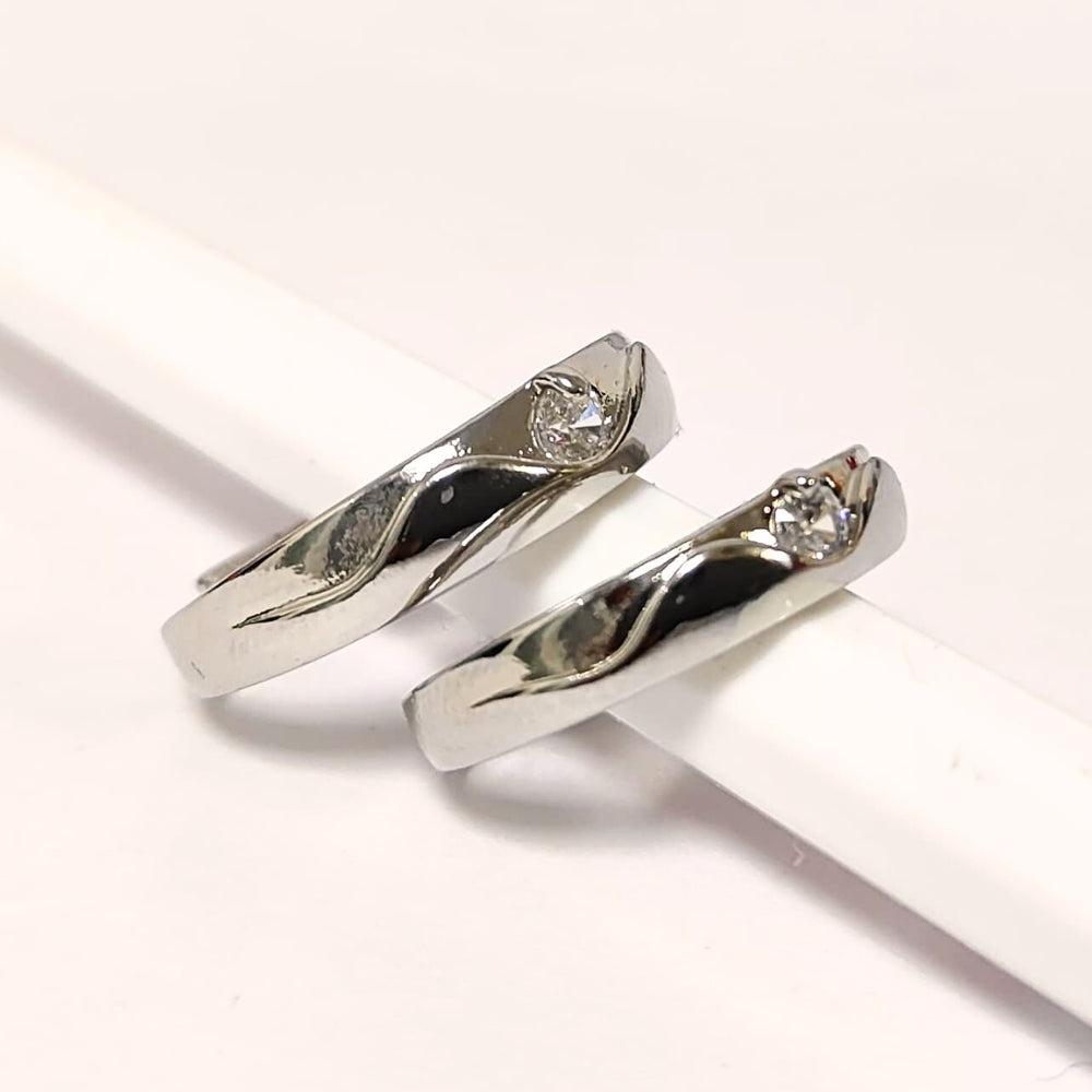 Twin Waves Promise Couple Rings