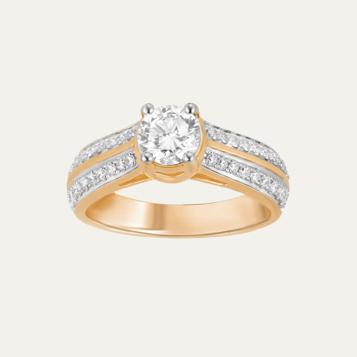 Aukera - Golden Elegance Solitaire Ring