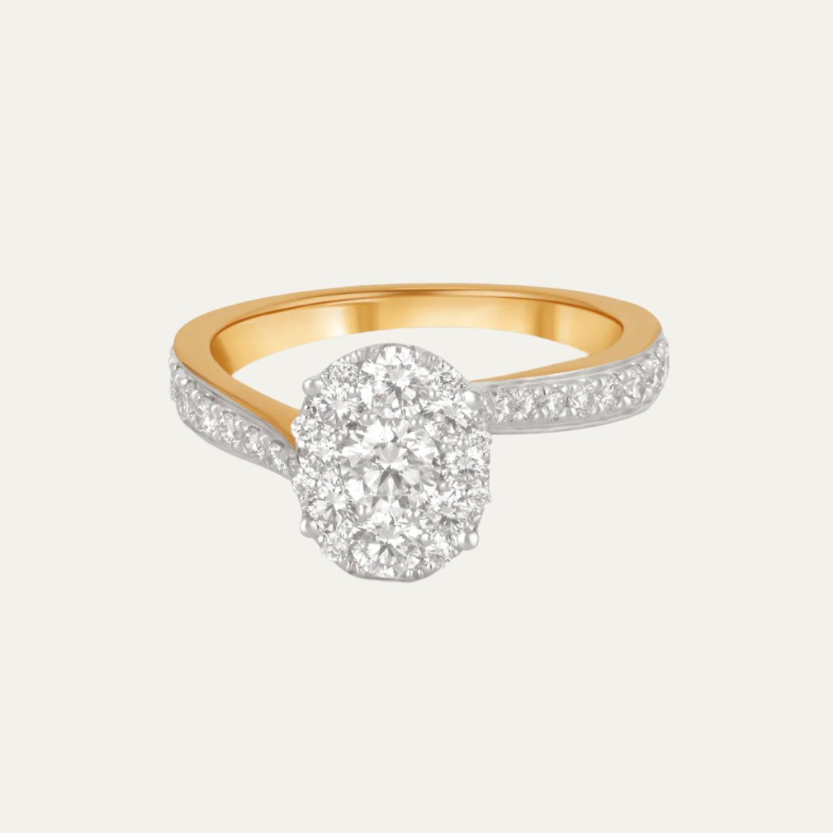 Aukera - Sunlit Asymmetry Halo Gold Ring
