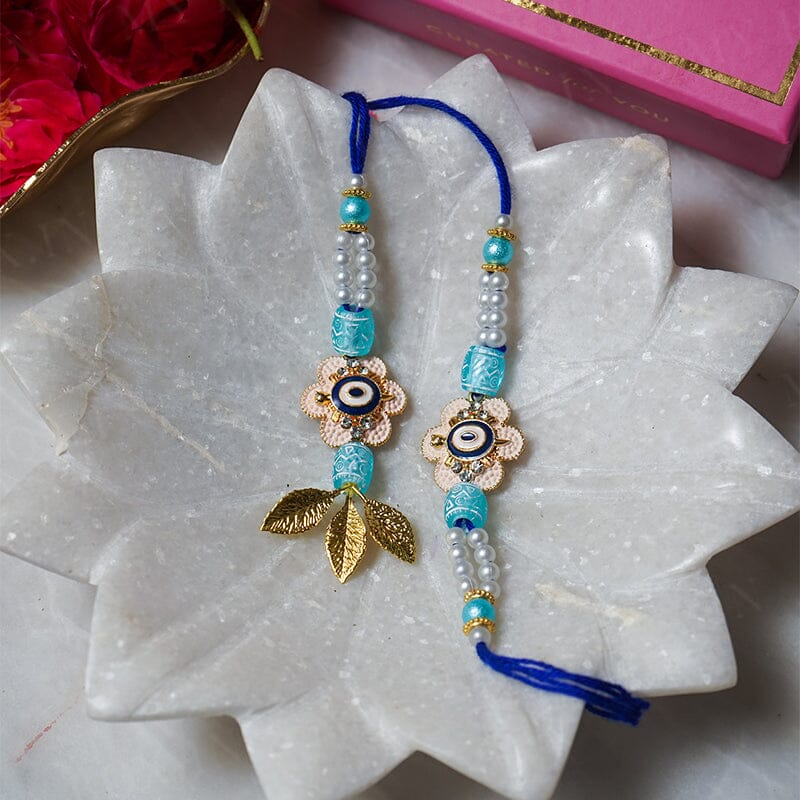 Stunning Floral Evil Eye Bhaiya Bhabhi Rakhi