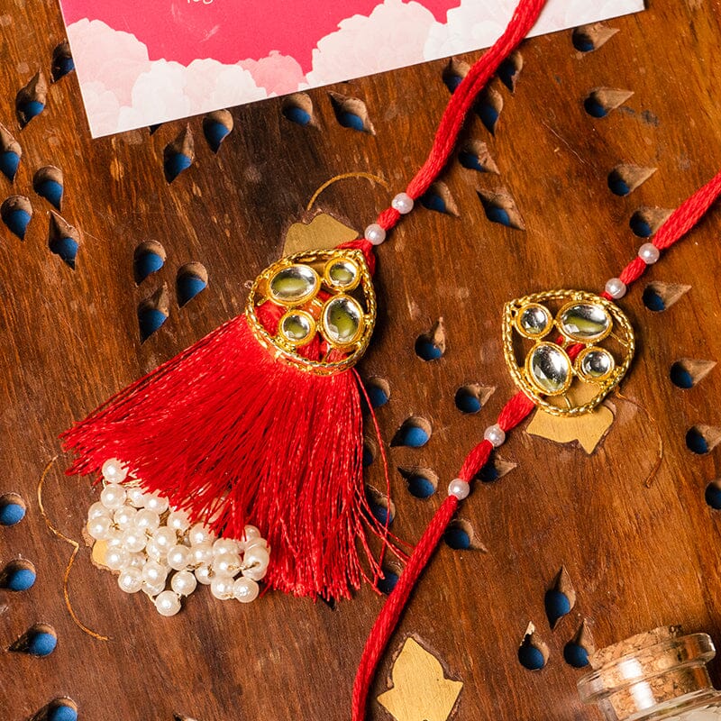 Red Majesty Kundan Bhaiya Bhabhi Rakhi