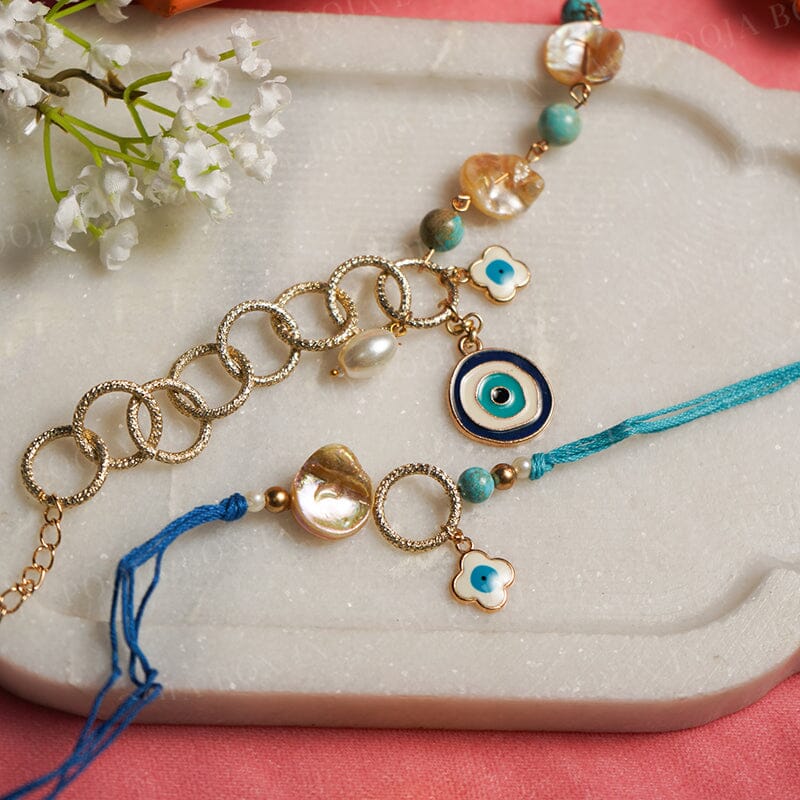 Evil Eye Charm Bhaiya Bhabhi Bracelet Rakhi