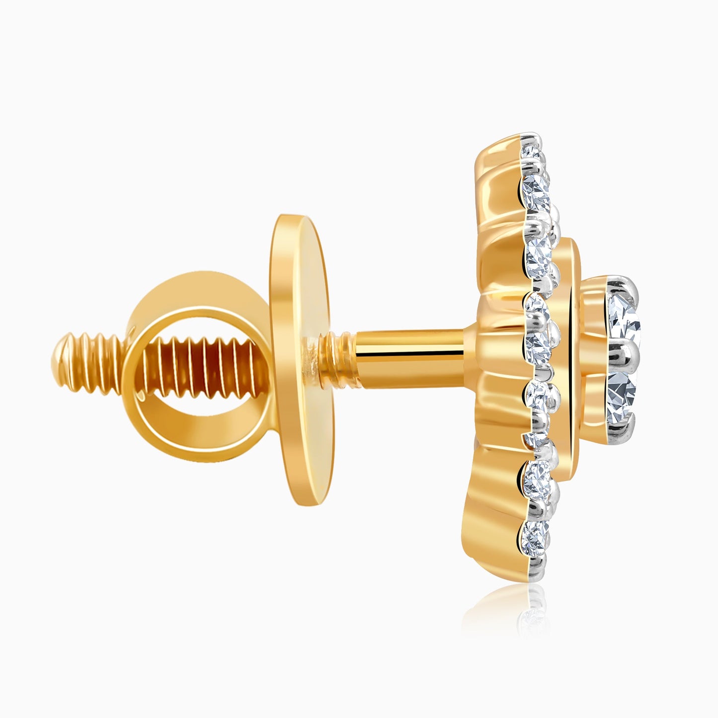 Gold Flower Power Diamond Stud Earrings