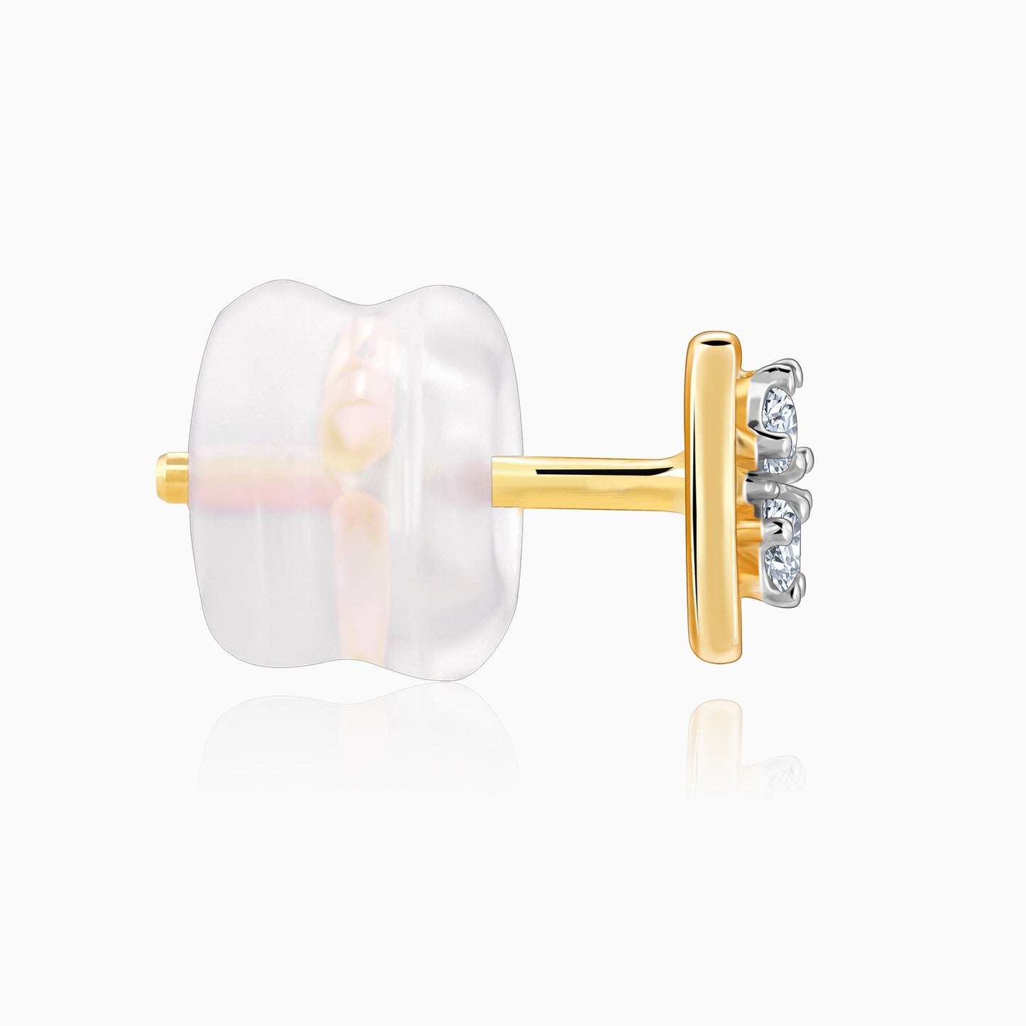 Gold Square Cut Diamond Stud Earrings