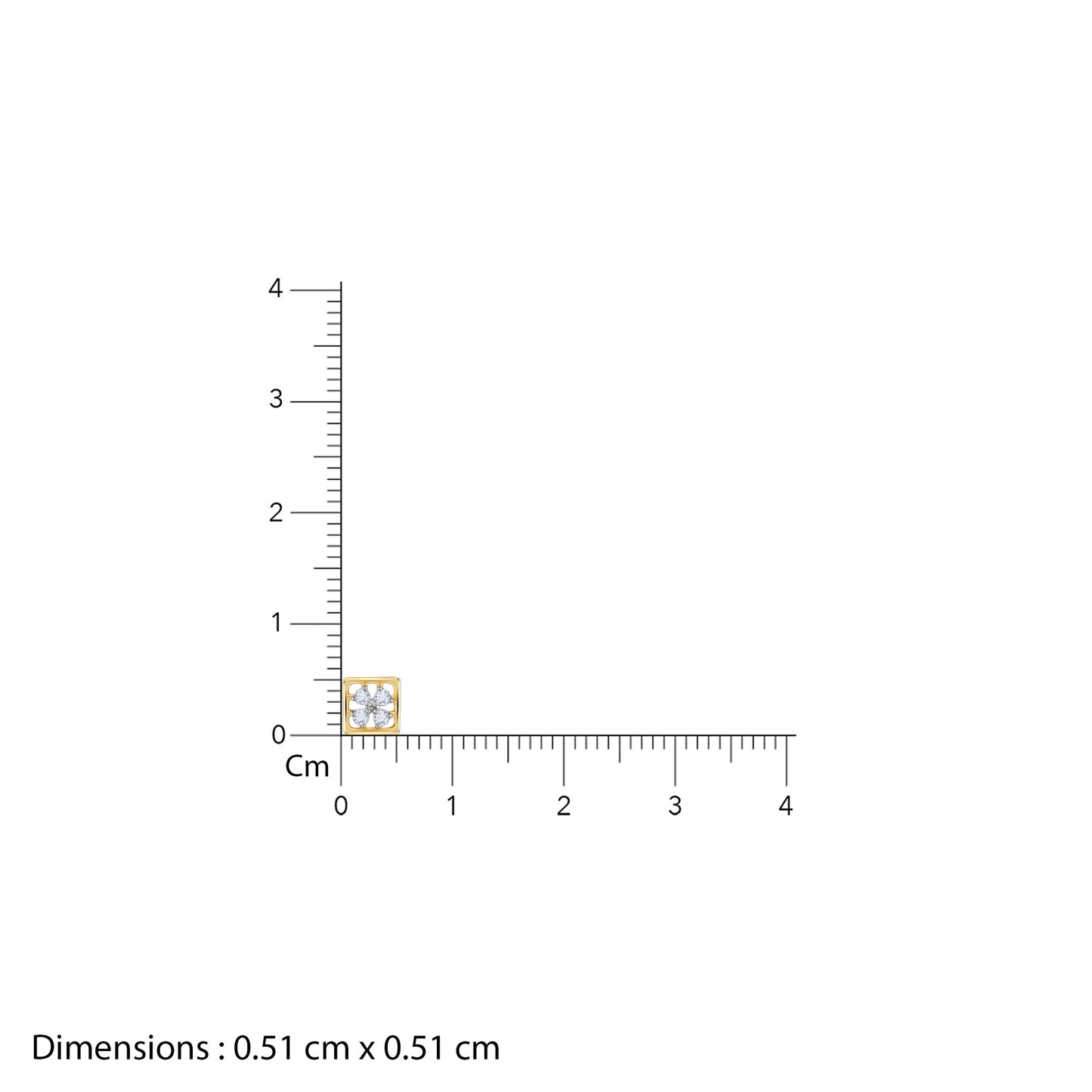 Gold Square Cut Diamond Stud Earrings