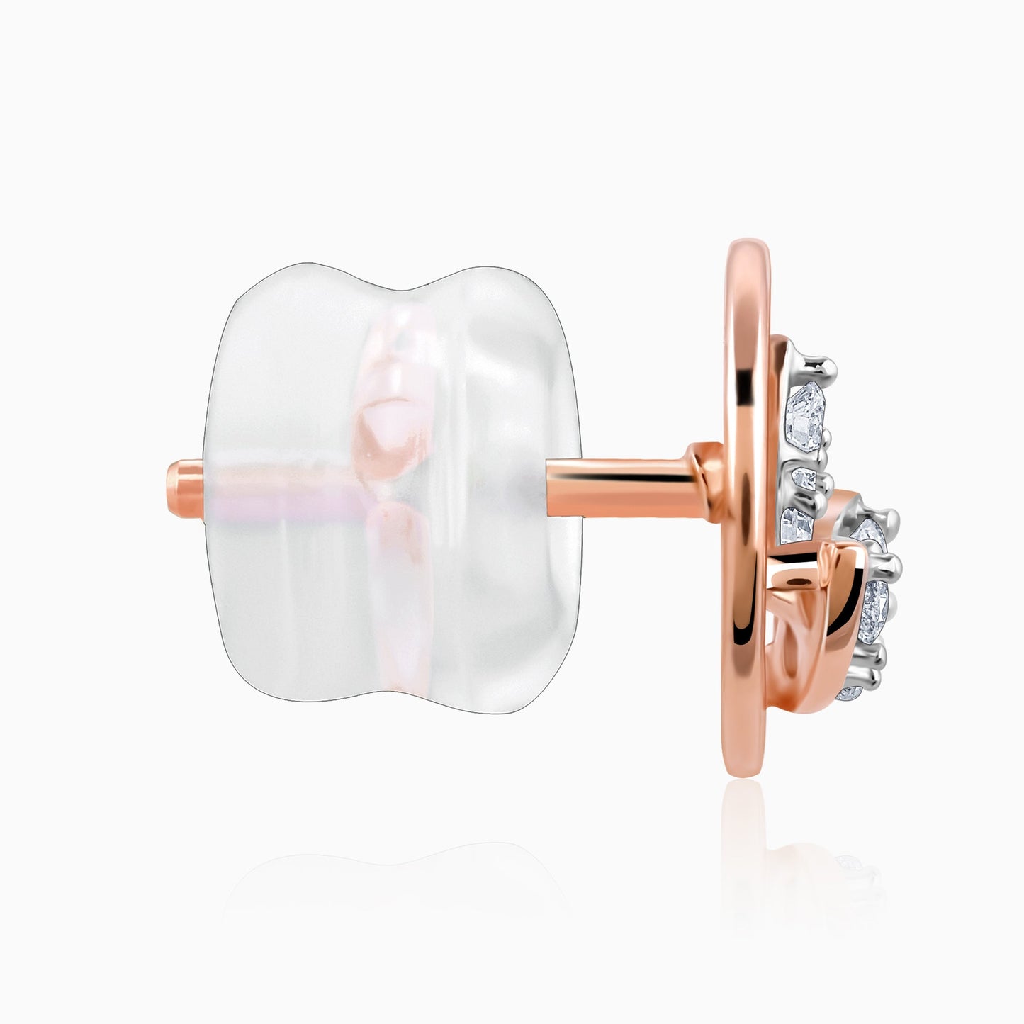 Rose Gold Floral Circle Diamond Earrings