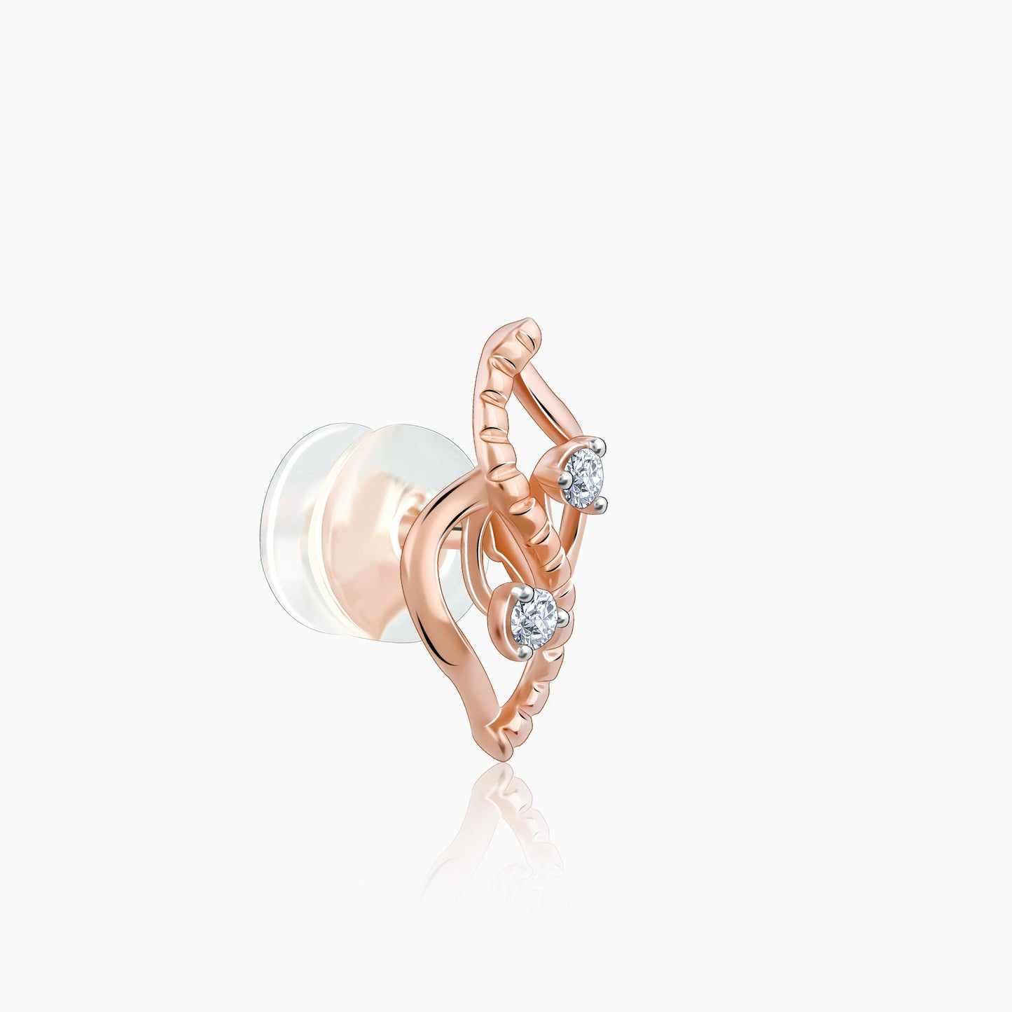 Rose Gold Dual Leaf Diamond Earrings