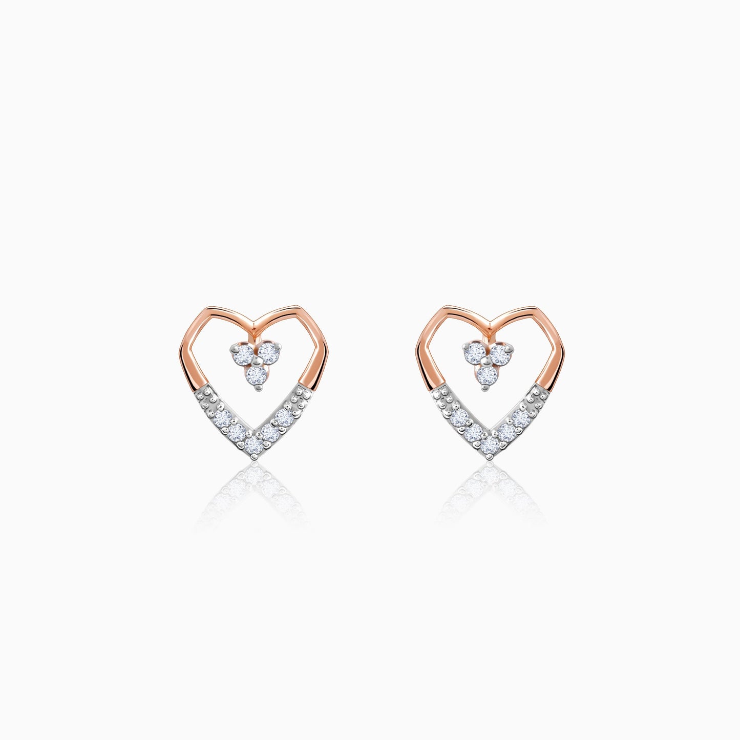 Rose Gold Heart Sculpt Diamond Earrings