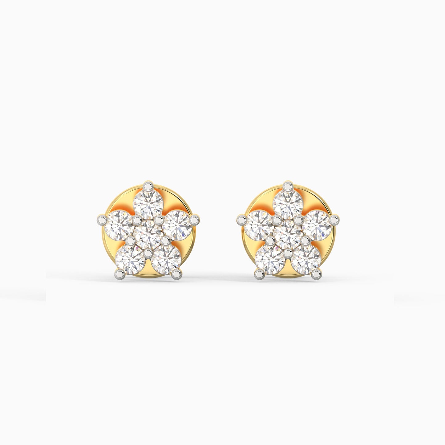 Gold Frilly Flower Diamond Earrings