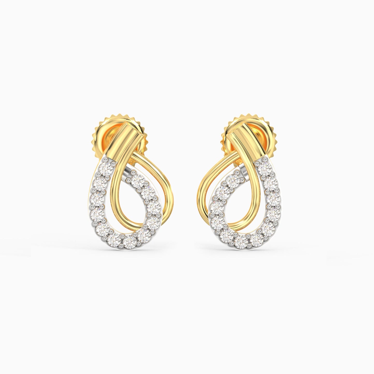 Gold Ovale Diamond Earrings