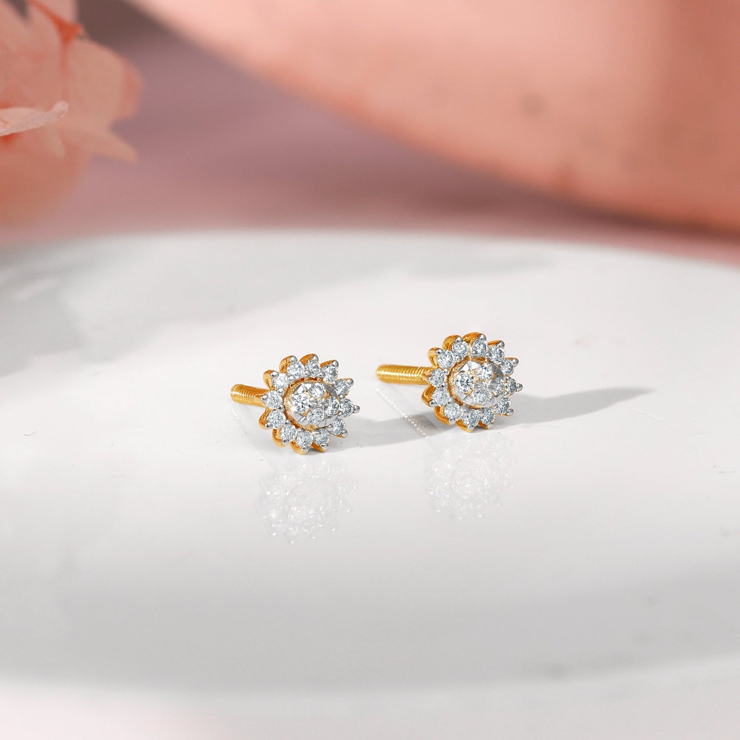 Gold Daisy Diamond Earrings