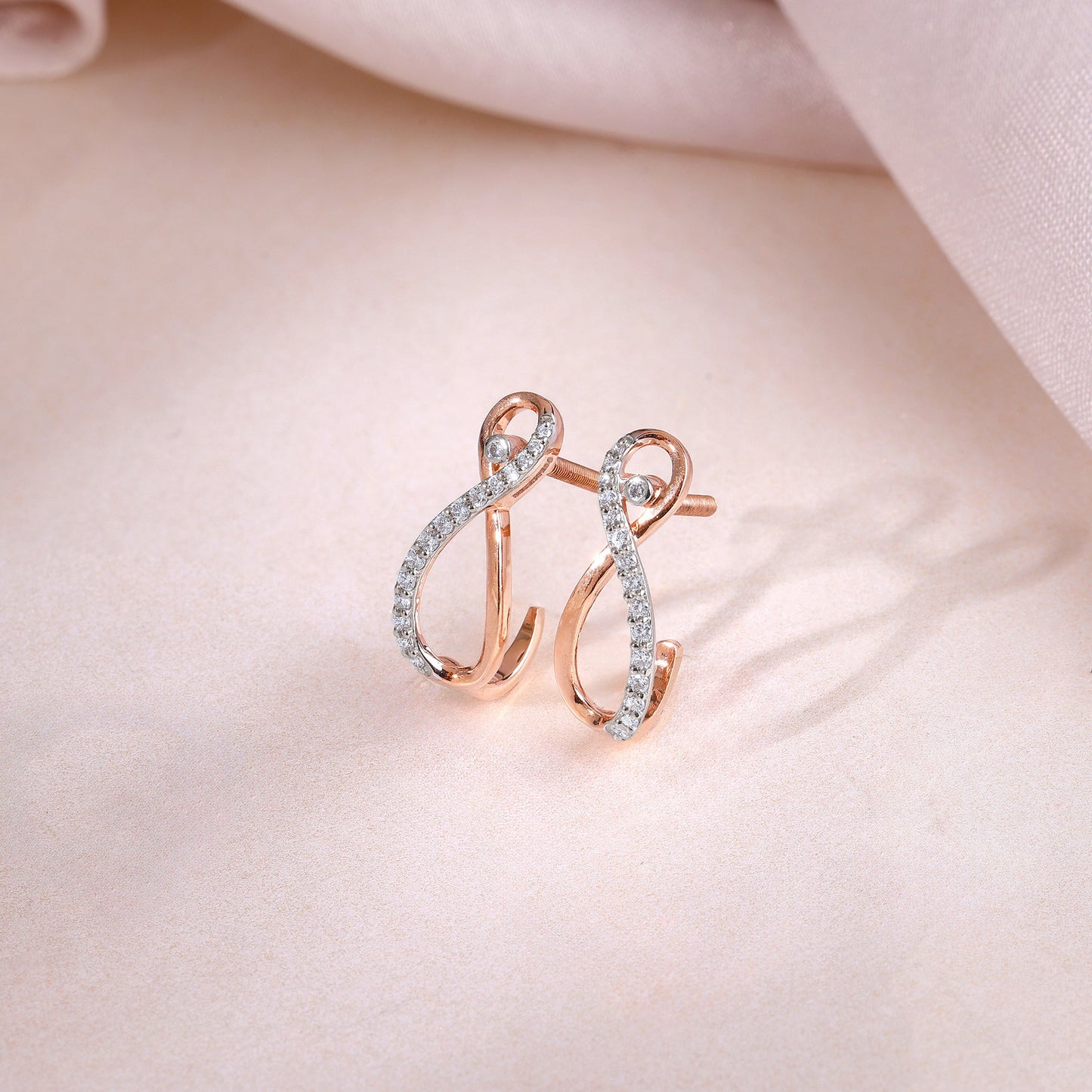 Rose Gold Artemis J-hoop Diamond Earrings