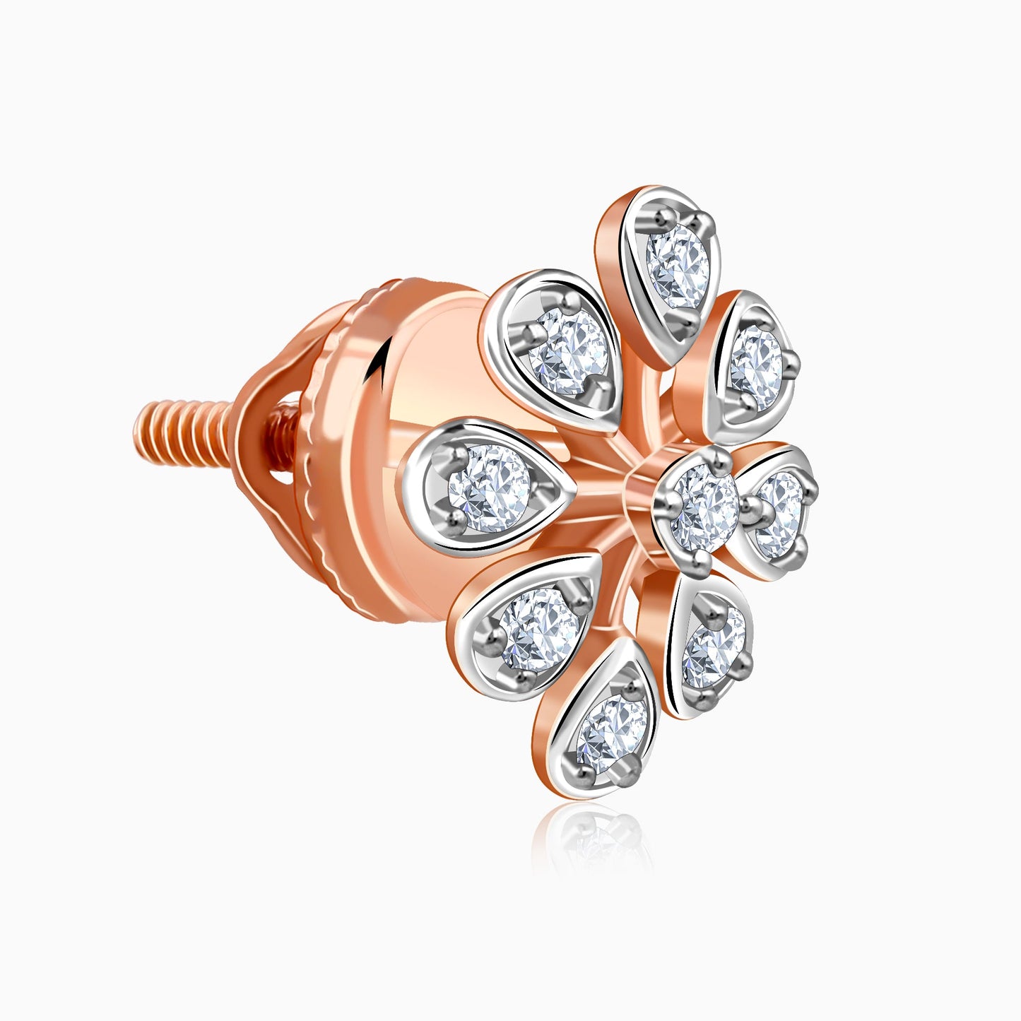 Rose Gold Twinkling Petals Diamond Earrings