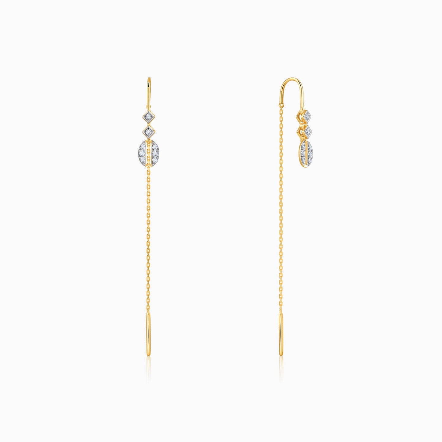 Gold Whispering Sui Dhaga Diamond Earrings