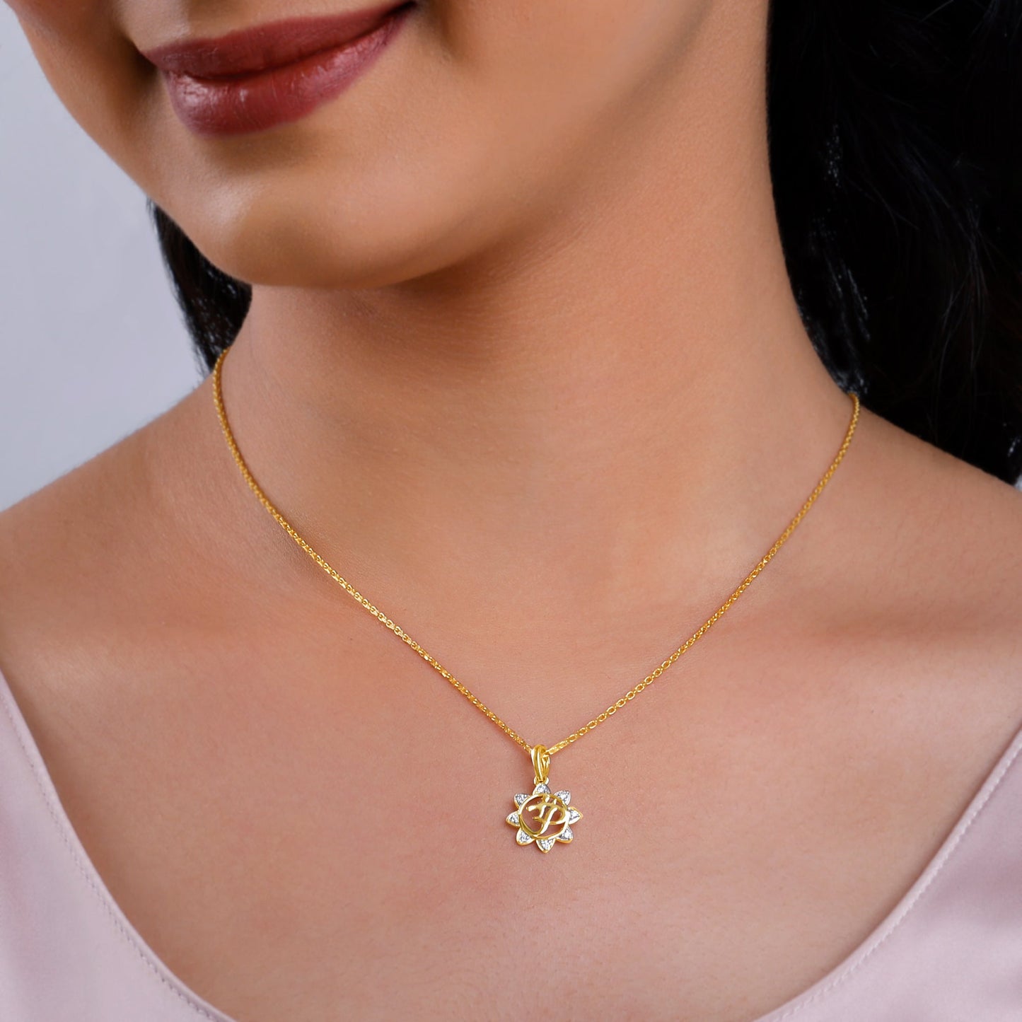 Gold Radiant Om Diamond Pendant