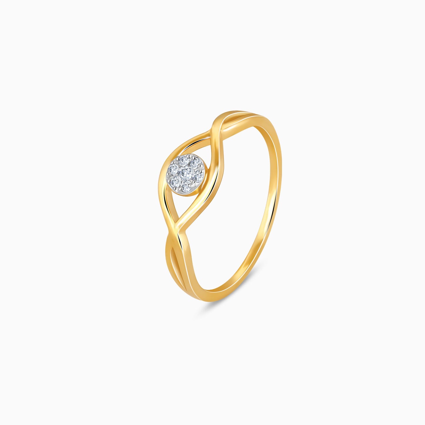 Gold Embraced By Love Diamond Ring