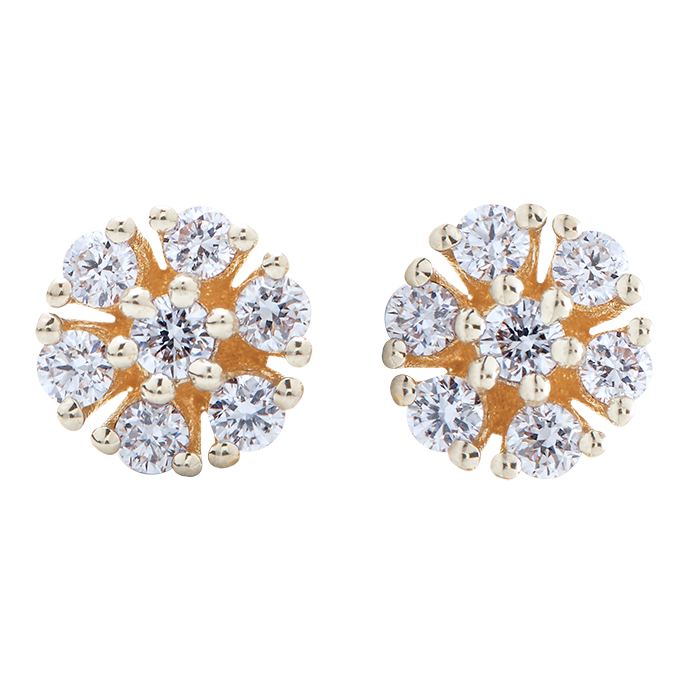 Aukera - Floral Round Diamond Studs