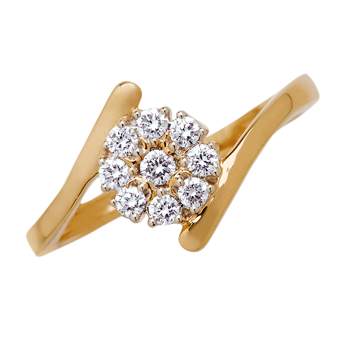 Aukera - Split Shank Floral Set Diamond Ring