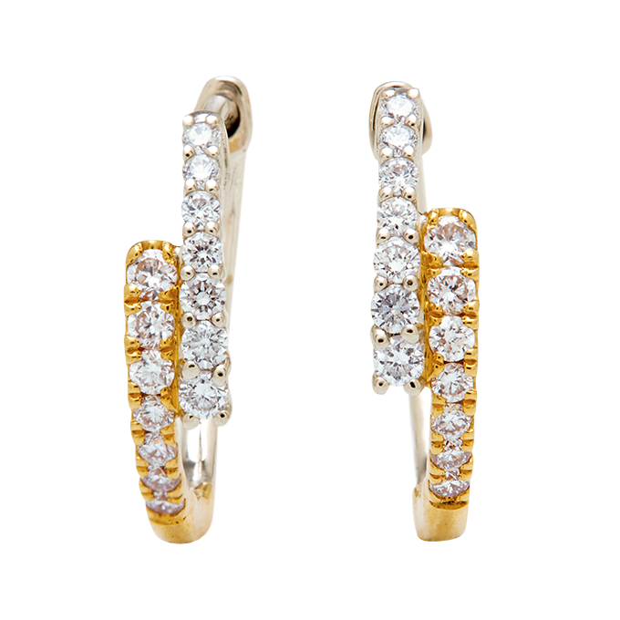 Aukera - Dual Tone Split Hoops with Diamonds