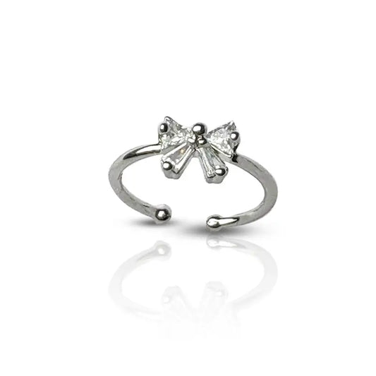 Sparkling Bow Adjustable Ring