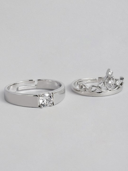 Royal Heart Crown Couple Rings