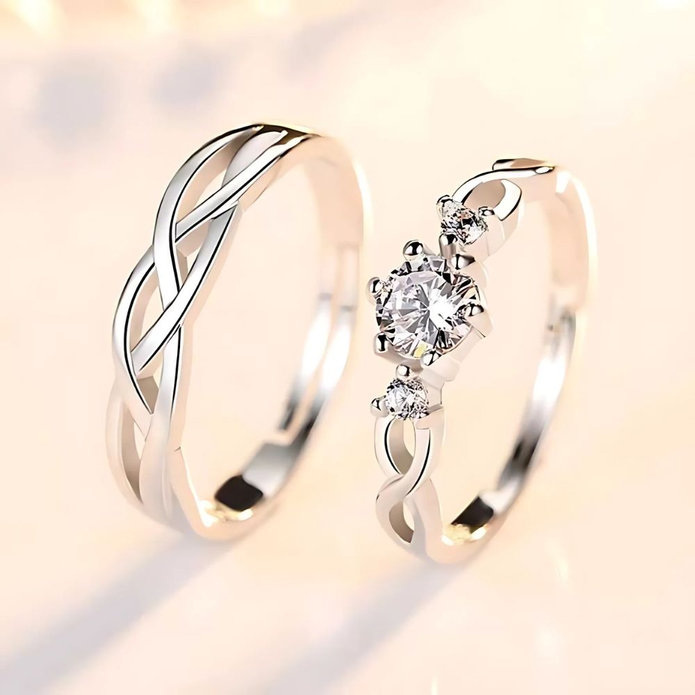 Special Adjustable Couple Ring for lovers in Sterling silver Plated