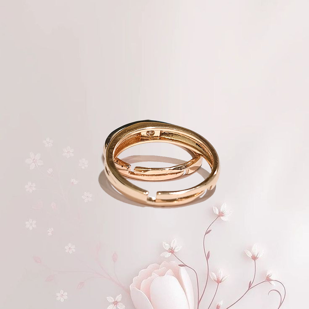 Special Rose Gold Plated Solitaire Couple Ring Set