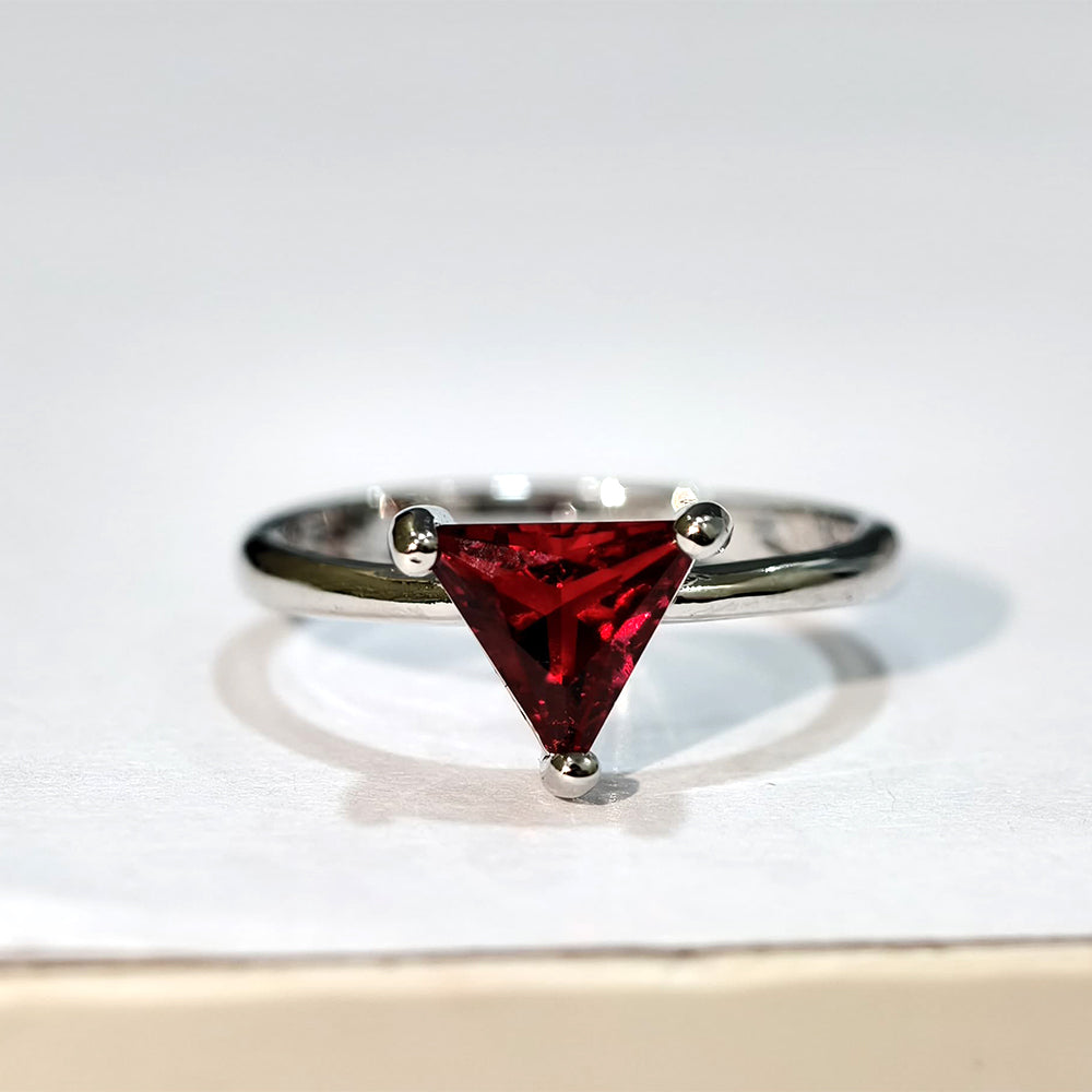 Special Women Ring Silver Plated TRIANGLE CUT