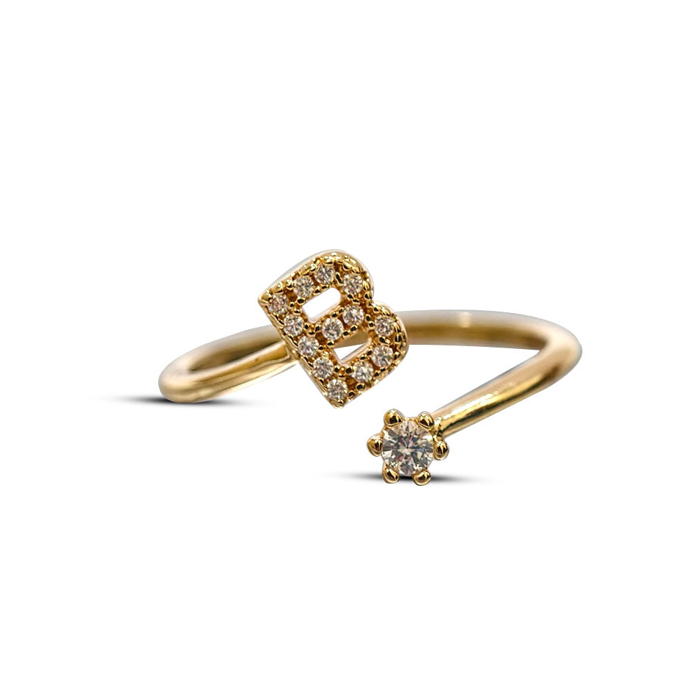 Special Women Zircon Adjustable Ring (B) Letter