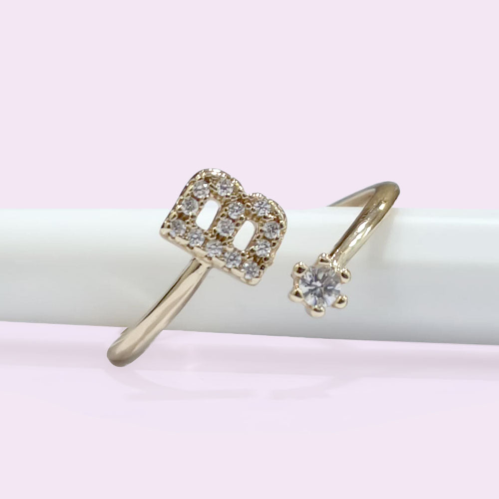 Special Women Zircon Adjustable Ring (B) Letter