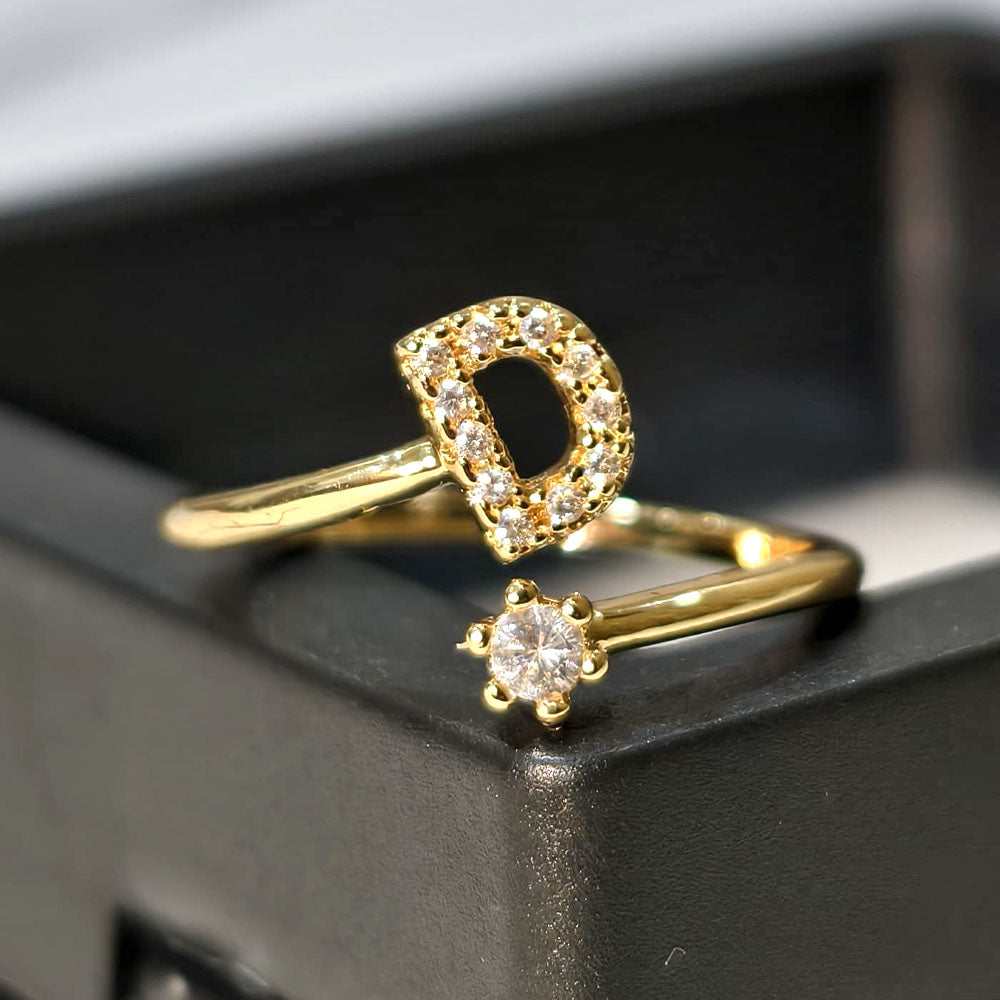 Special Women Zircon Adjustable Ring (D) Letter